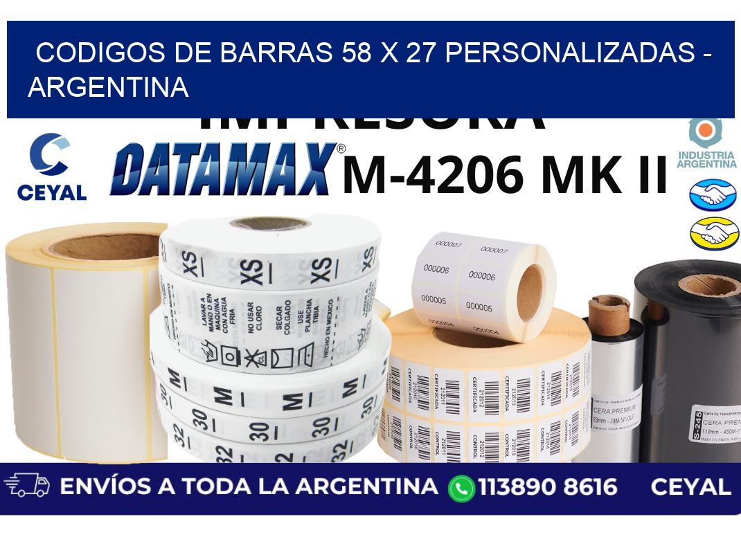 codigos de barras 58 x 27 personalizadas - Argentina