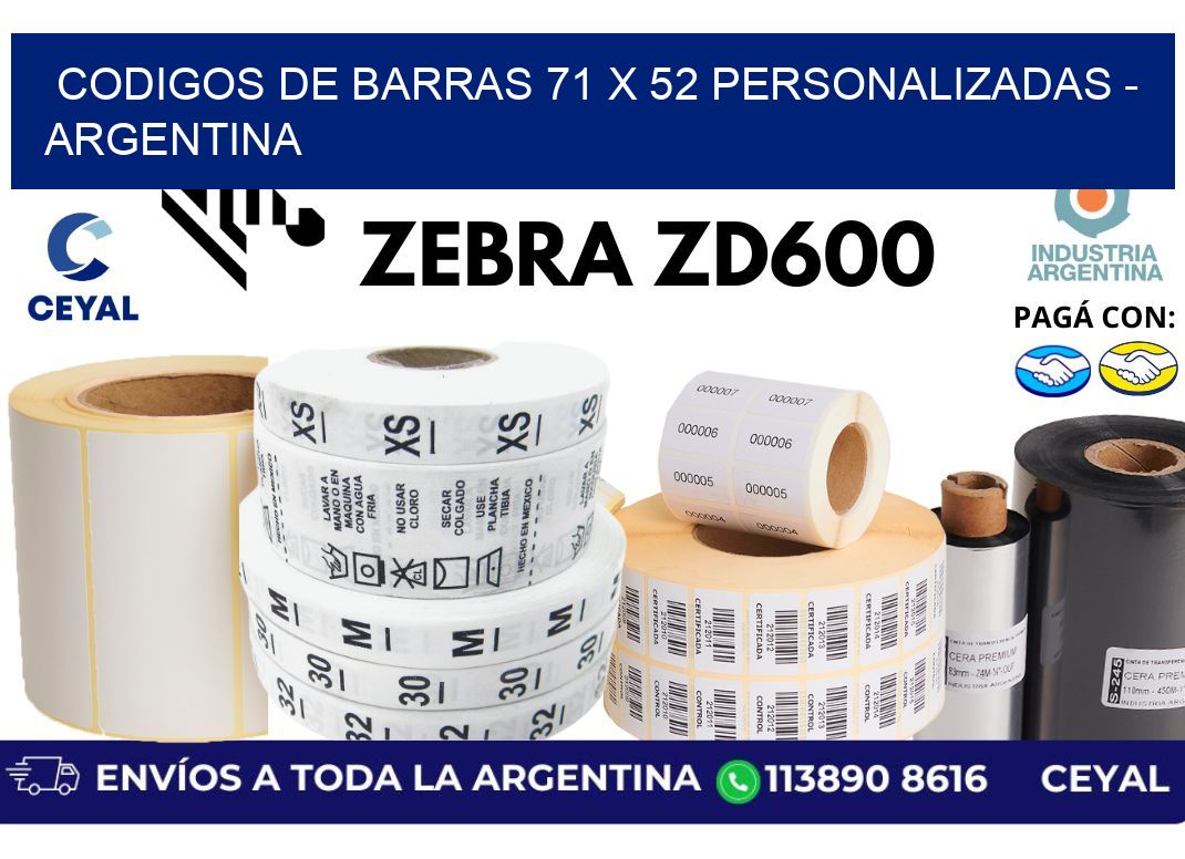 codigos de barras 71 x 52 personalizadas - Argentina