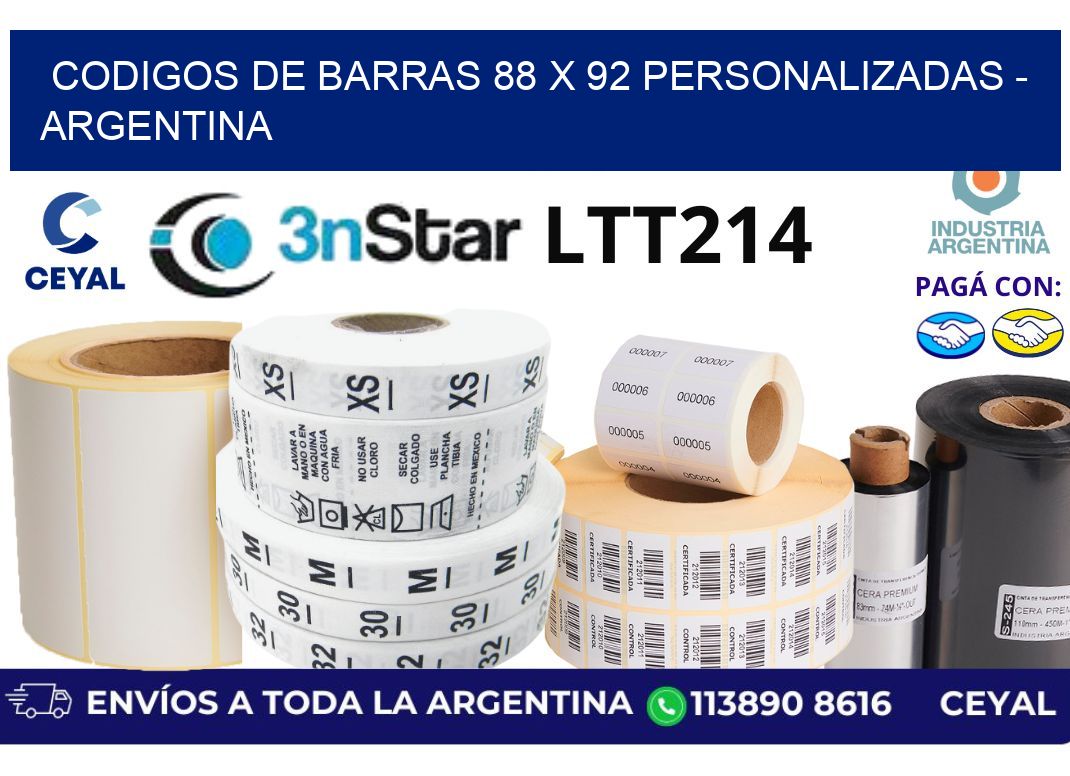 codigos de barras 88 x 92 personalizadas - Argentina