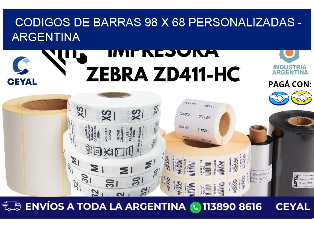 codigos de barras 98 x 68 personalizadas - Argentina