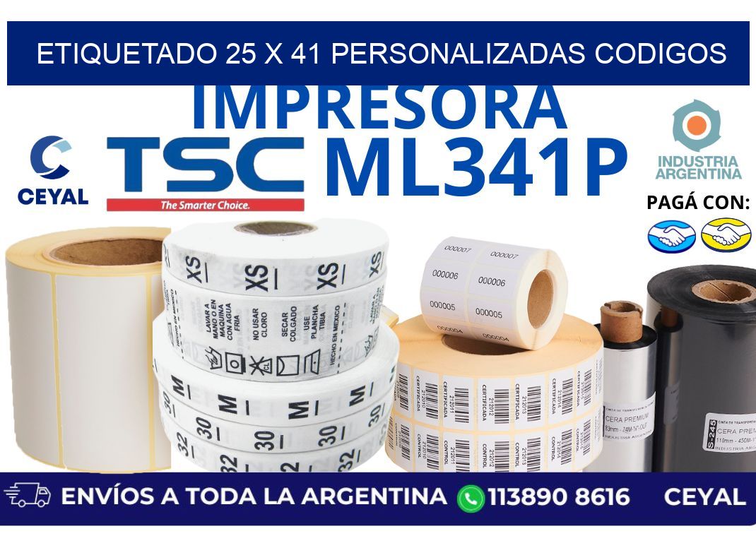 etiquetado 25 x 41 personalizadas codigos