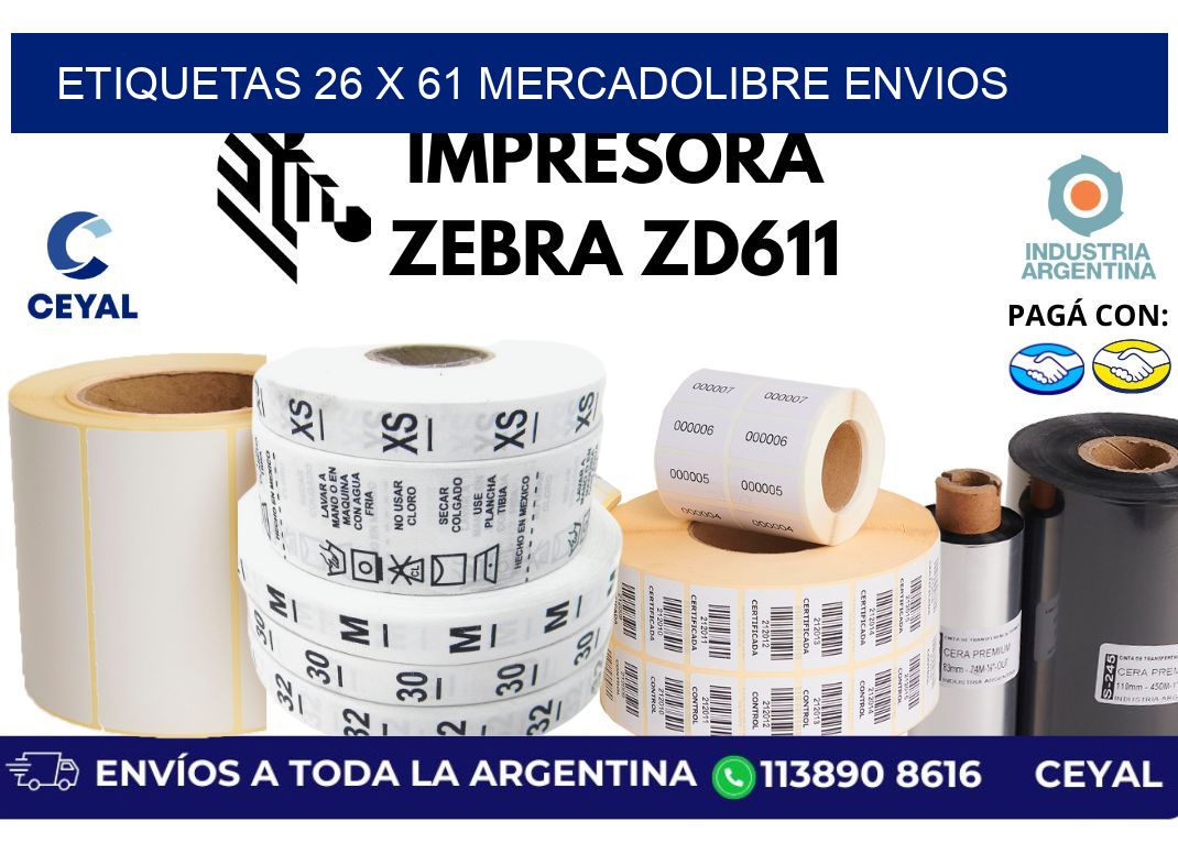 etiquetas 26 x 61 mercadolibre envios