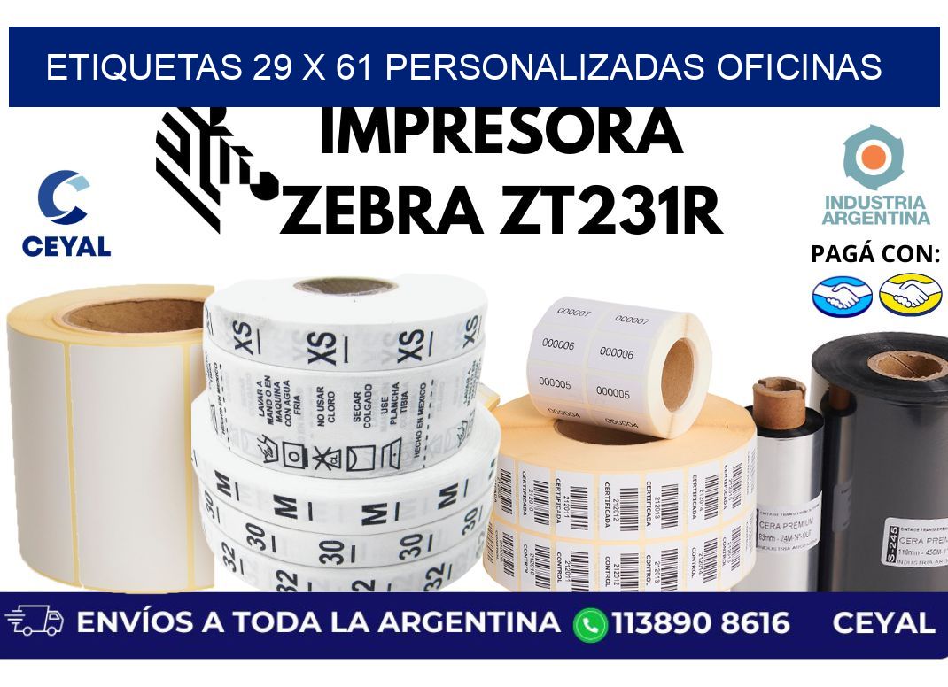 etiquetas 29 x 61 personalizadas oficinas