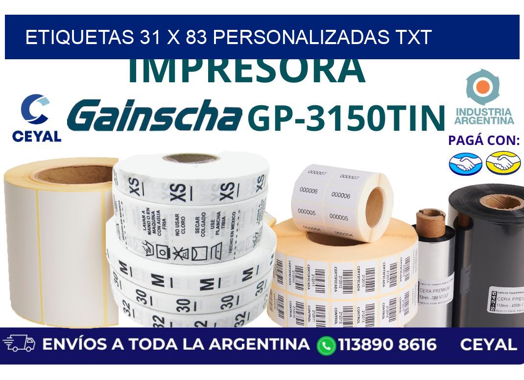 etiquetas 31 x 83 personalizadas txt