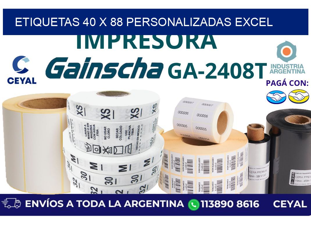 etiquetas 40 x 88 personalizadas excel