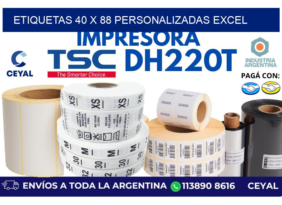 etiquetas 40 x 88 personalizadas excel