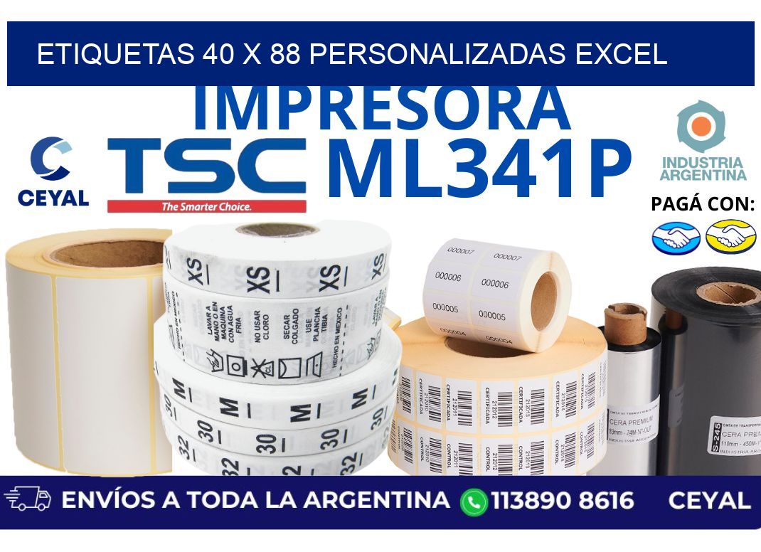 etiquetas 40 x 88 personalizadas excel