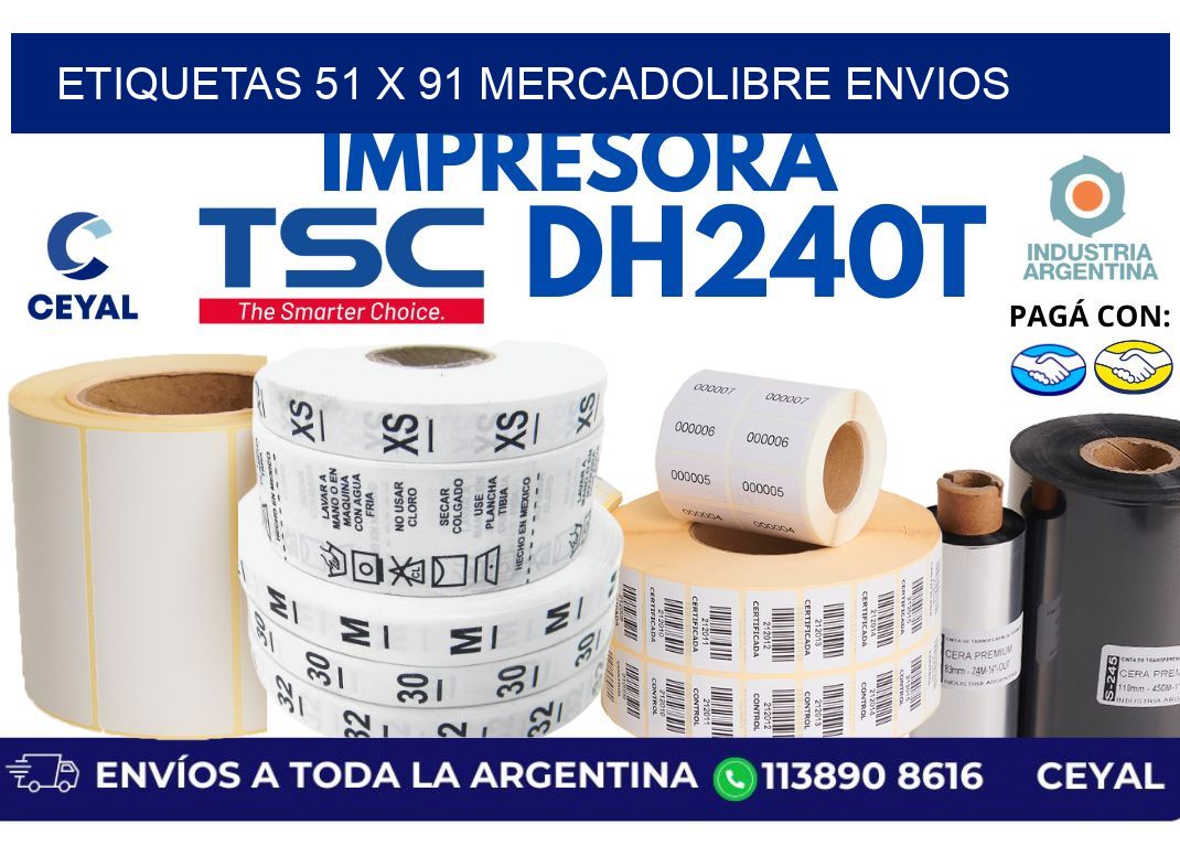 etiquetas 51 x 91 mercadolibre envios