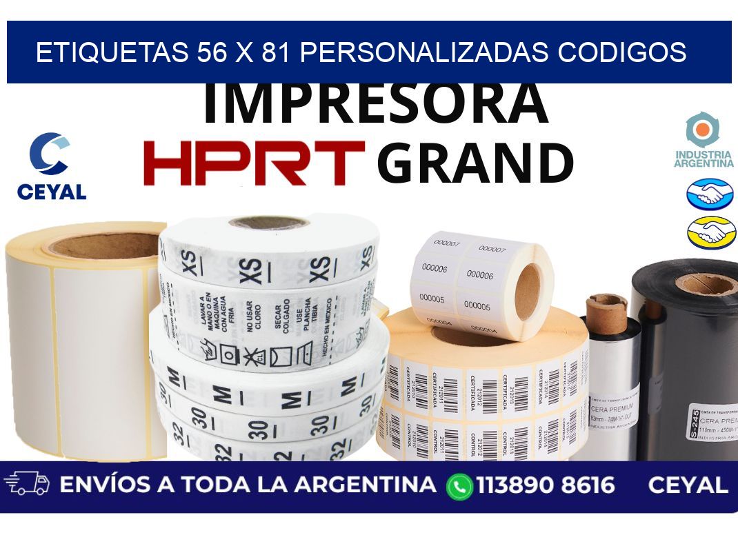 etiquetas 56 x 81 personalizadas codigos