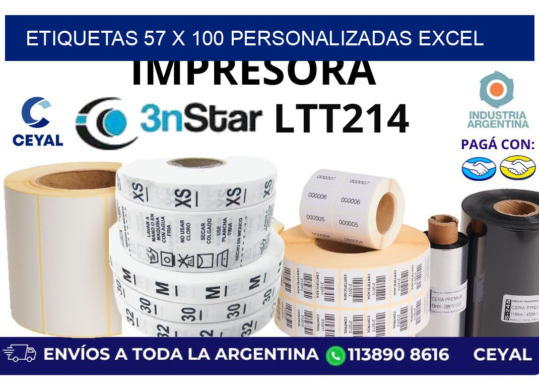 etiquetas 57 x 100 personalizadas excel