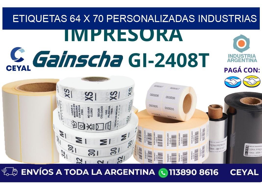 etiquetas 64 x 70 personalizadas industrias