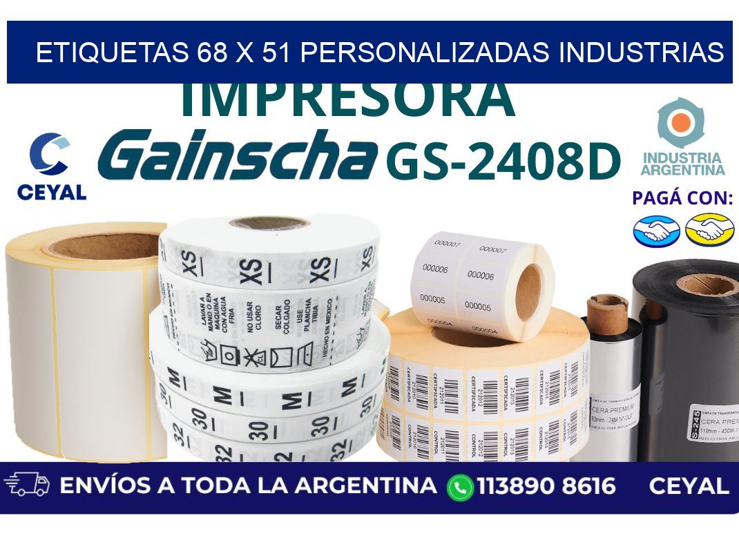 etiquetas 68 x 51 personalizadas industrias