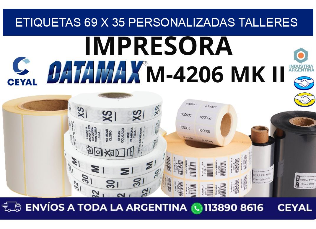 etiquetas 69 x 35 personalizadas talleres