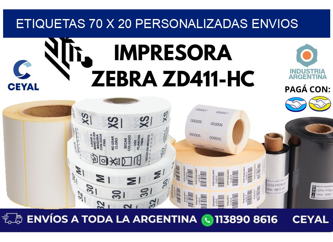 etiquetas 70 x 20 personalizadas envios