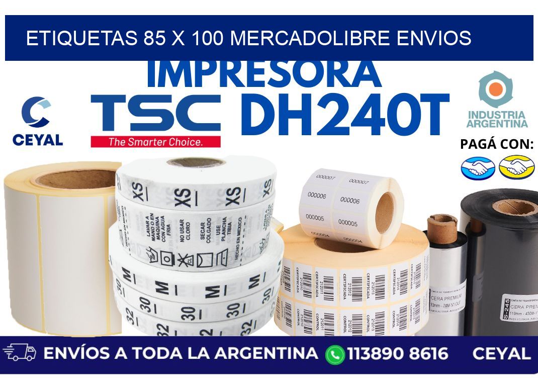 etiquetas 85 x 100 mercadolibre envios