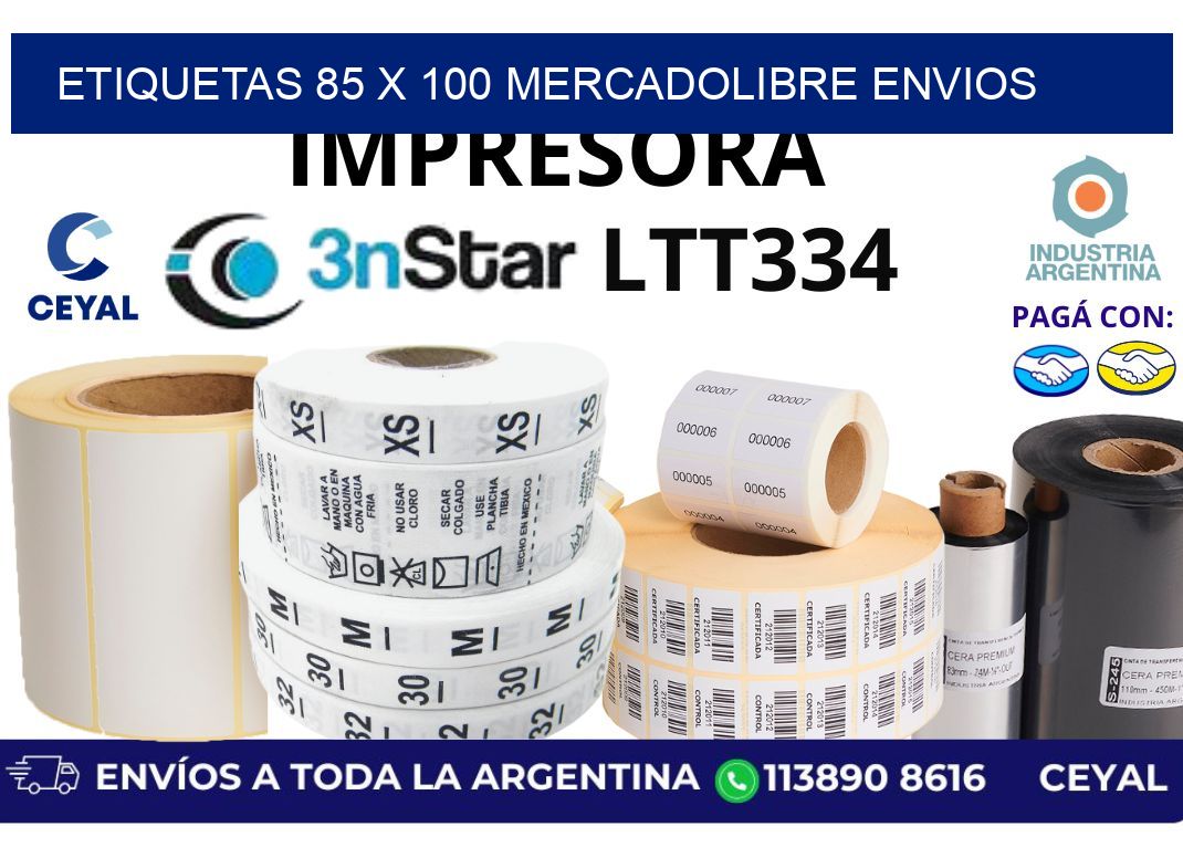 etiquetas 85 x 100 mercadolibre envios