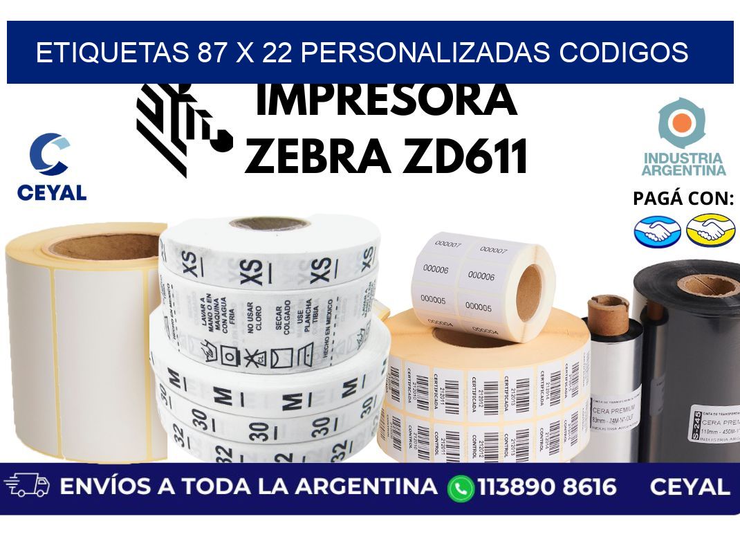 etiquetas 87 x 22 personalizadas codigos