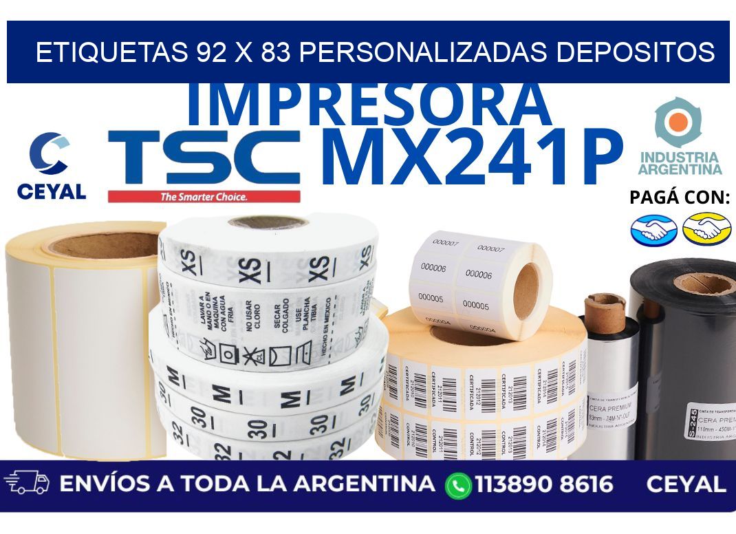 etiquetas 92 x 83 personalizadas depositos