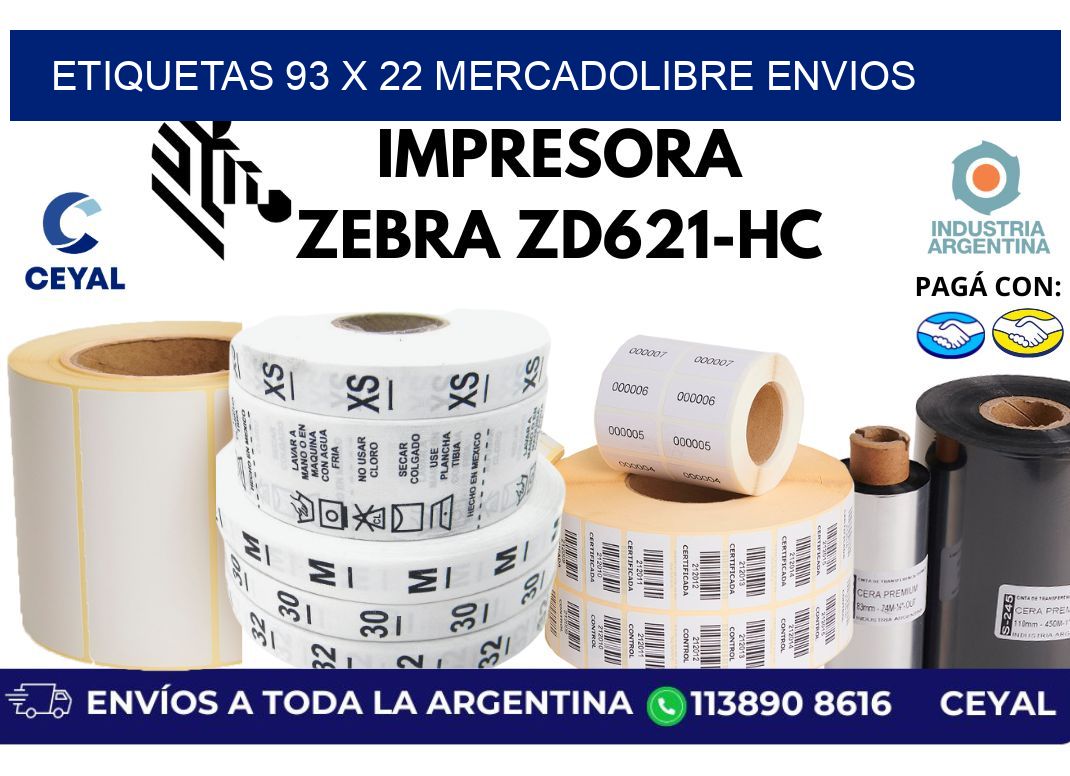 etiquetas 93 x 22 mercadolibre envios