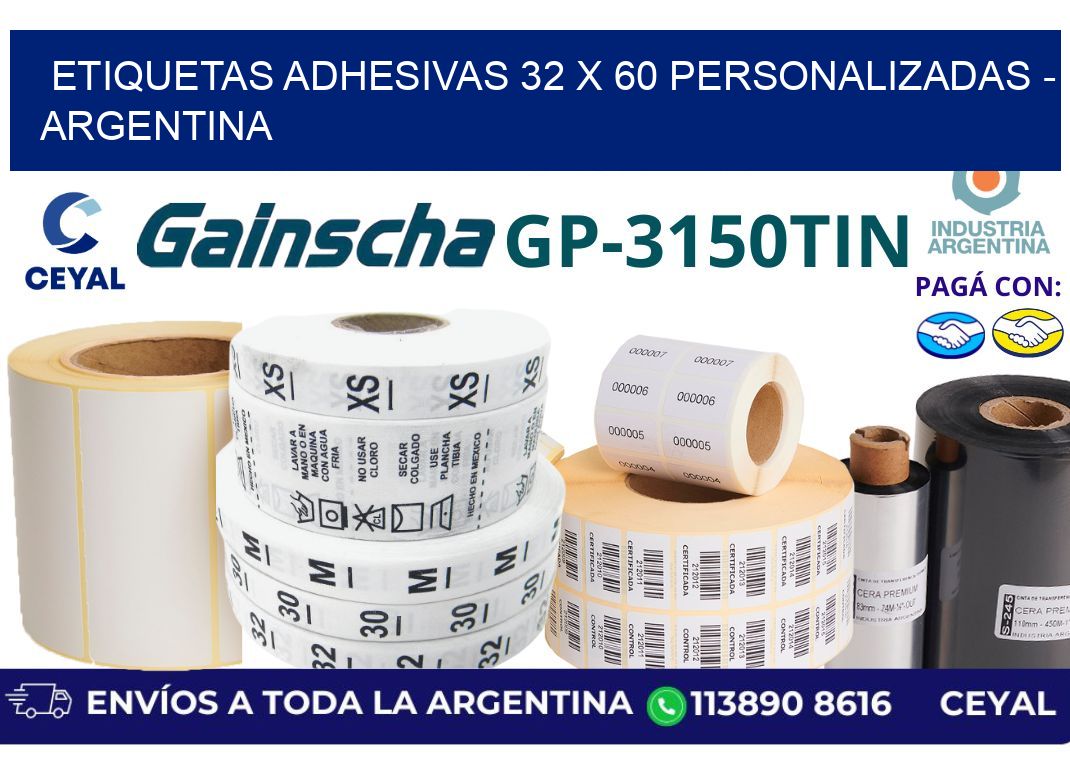 etiquetas adhesivas 32 x 60 personalizadas - Argentina
