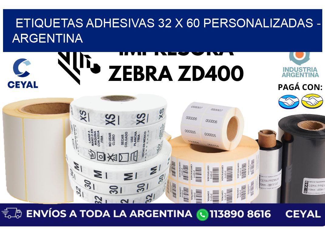 etiquetas adhesivas 32 x 60 personalizadas - Argentina