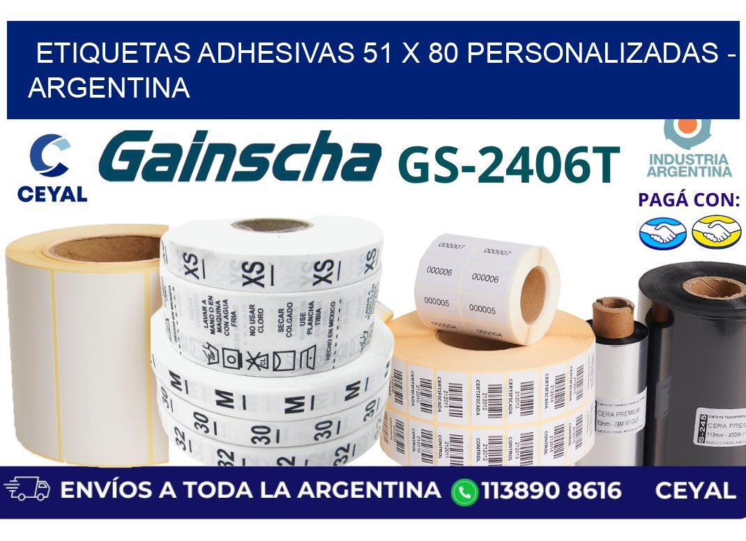 etiquetas adhesivas 51 x 80 personalizadas - Argentina