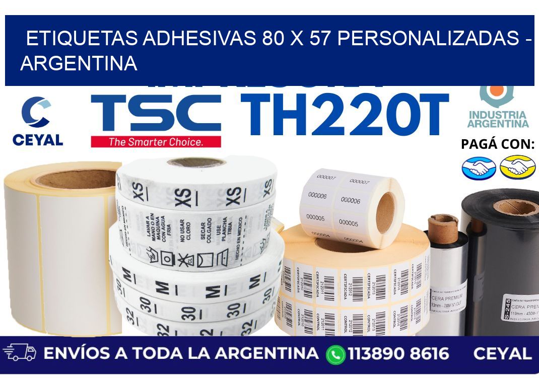 etiquetas adhesivas 80 x 57 personalizadas - Argentina