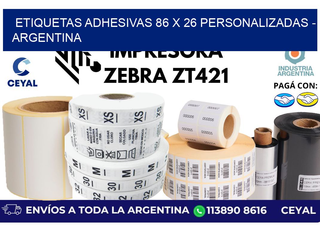 etiquetas adhesivas 86 x 26 personalizadas - Argentina