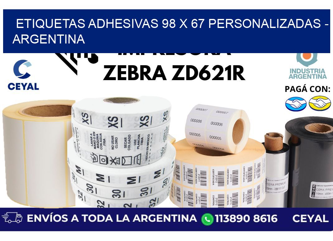 etiquetas adhesivas 98 x 67 personalizadas - Argentina