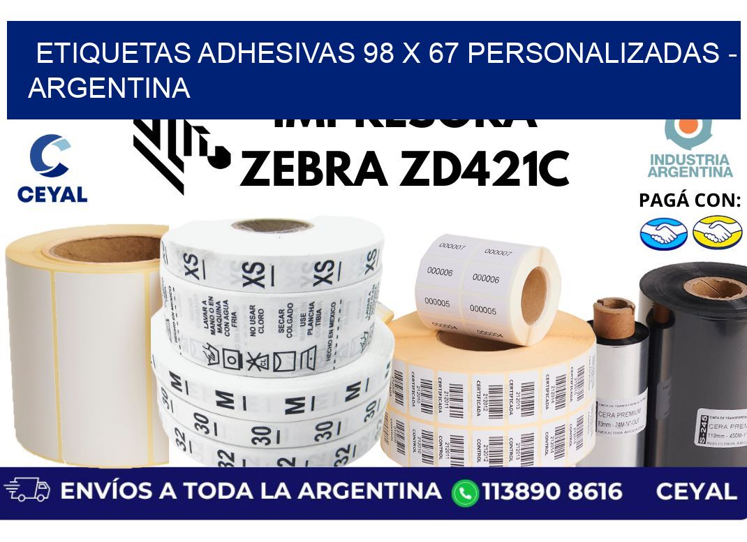 etiquetas adhesivas 98 x 67 personalizadas – Argentina