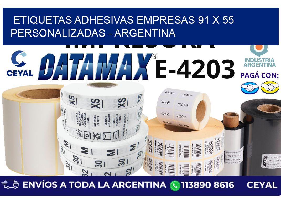 etiquetas adhesivas empresas 91 x 55 personalizadas - Argentina