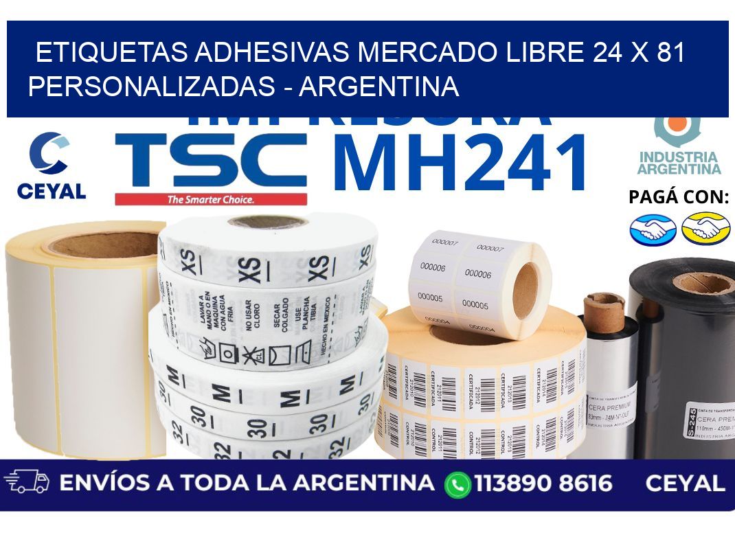 etiquetas adhesivas mercado libre 24 x 81 personalizadas - Argentina