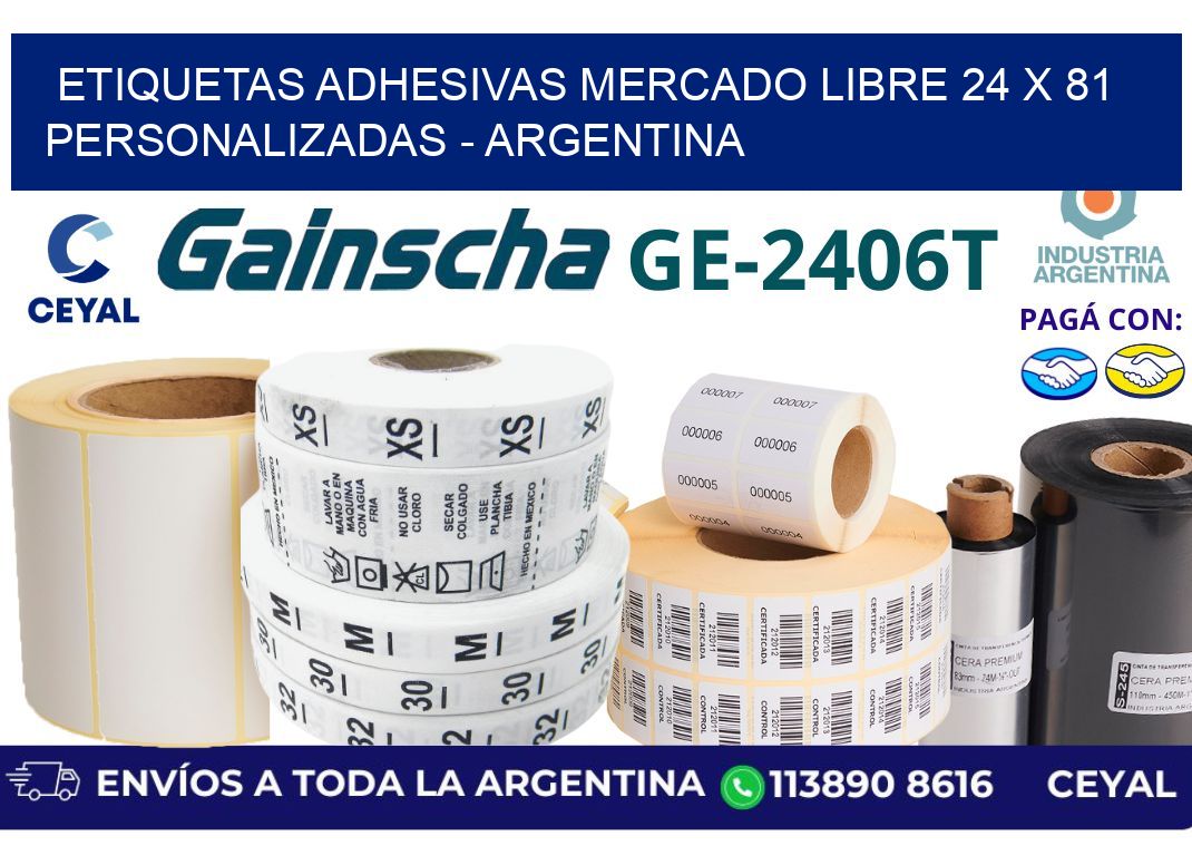 etiquetas adhesivas mercado libre 24 x 81 personalizadas - Argentina