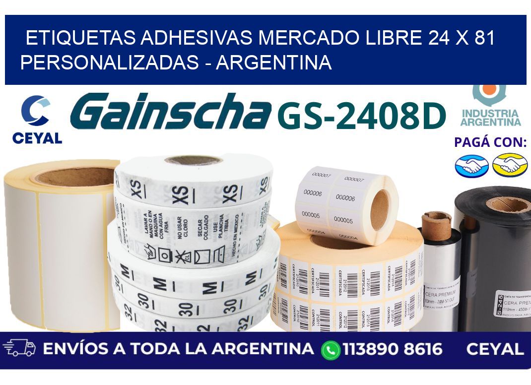 etiquetas adhesivas mercado libre 24 x 81 personalizadas – Argentina