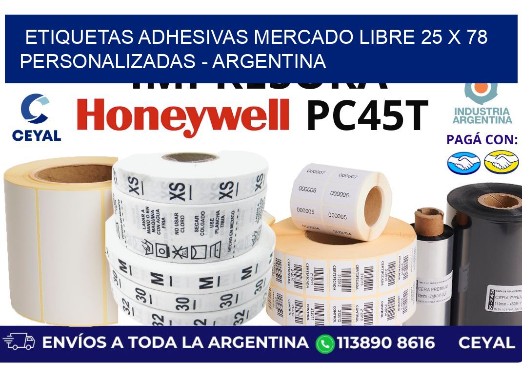 etiquetas adhesivas mercado libre 25 x 78 personalizadas - Argentina