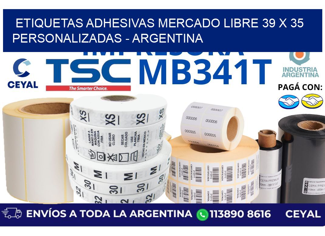etiquetas adhesivas mercado libre 39 x 35 personalizadas - Argentina