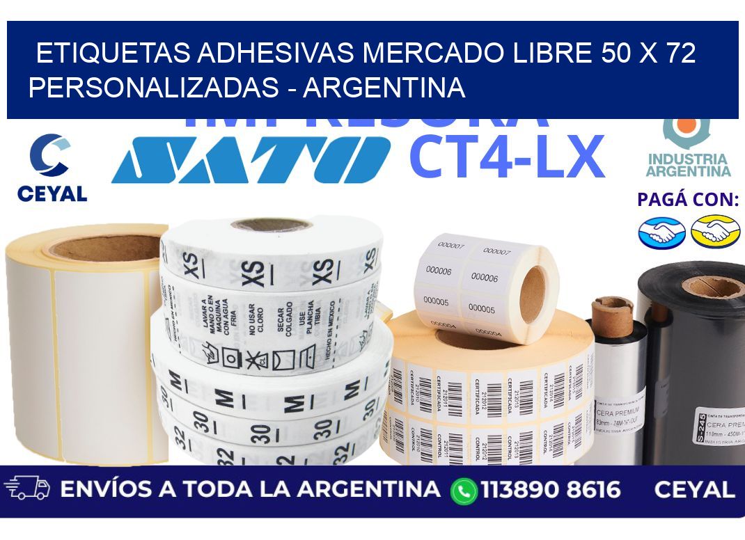 etiquetas adhesivas mercado libre 50 x 72 personalizadas – Argentina