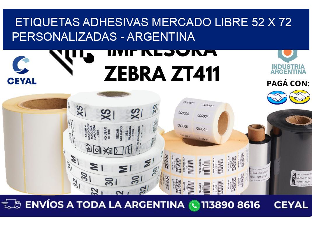 etiquetas adhesivas mercado libre 52 x 72 personalizadas - Argentina