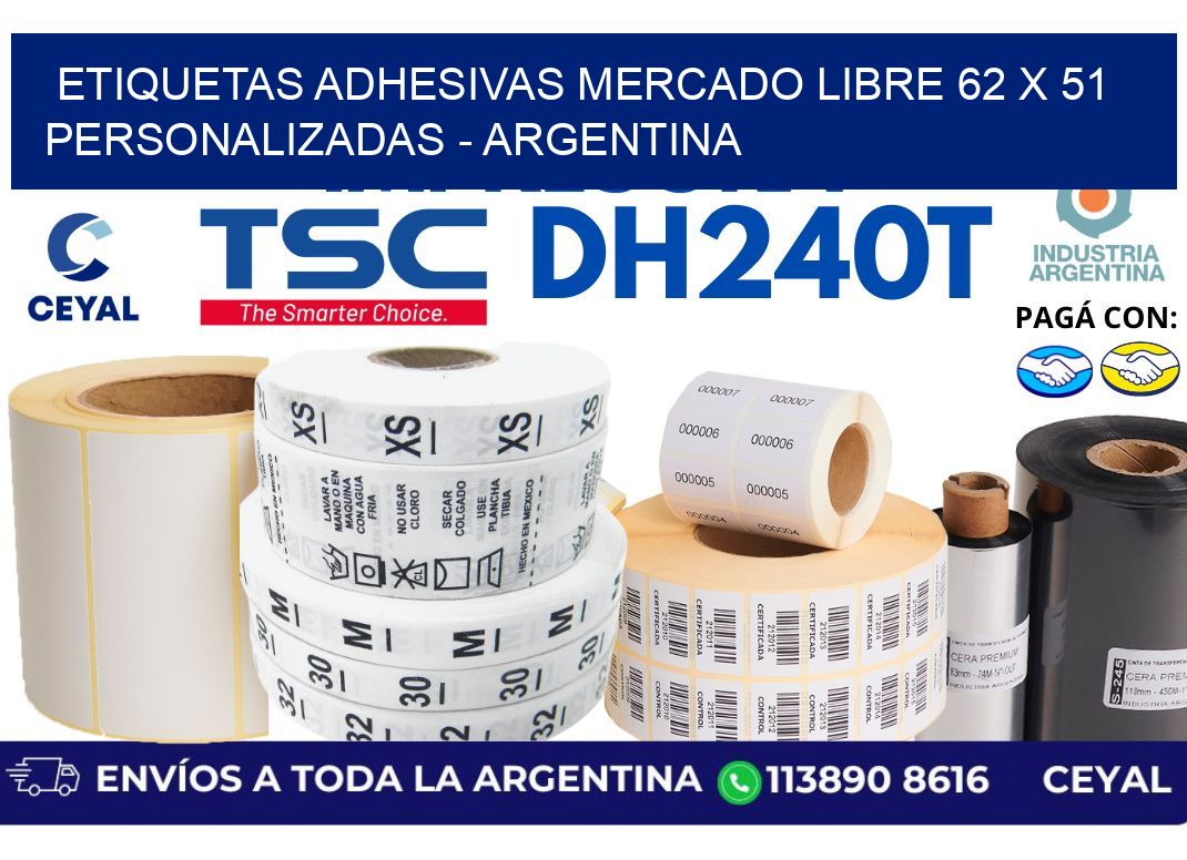 etiquetas adhesivas mercado libre 62 x 51 personalizadas – Argentina