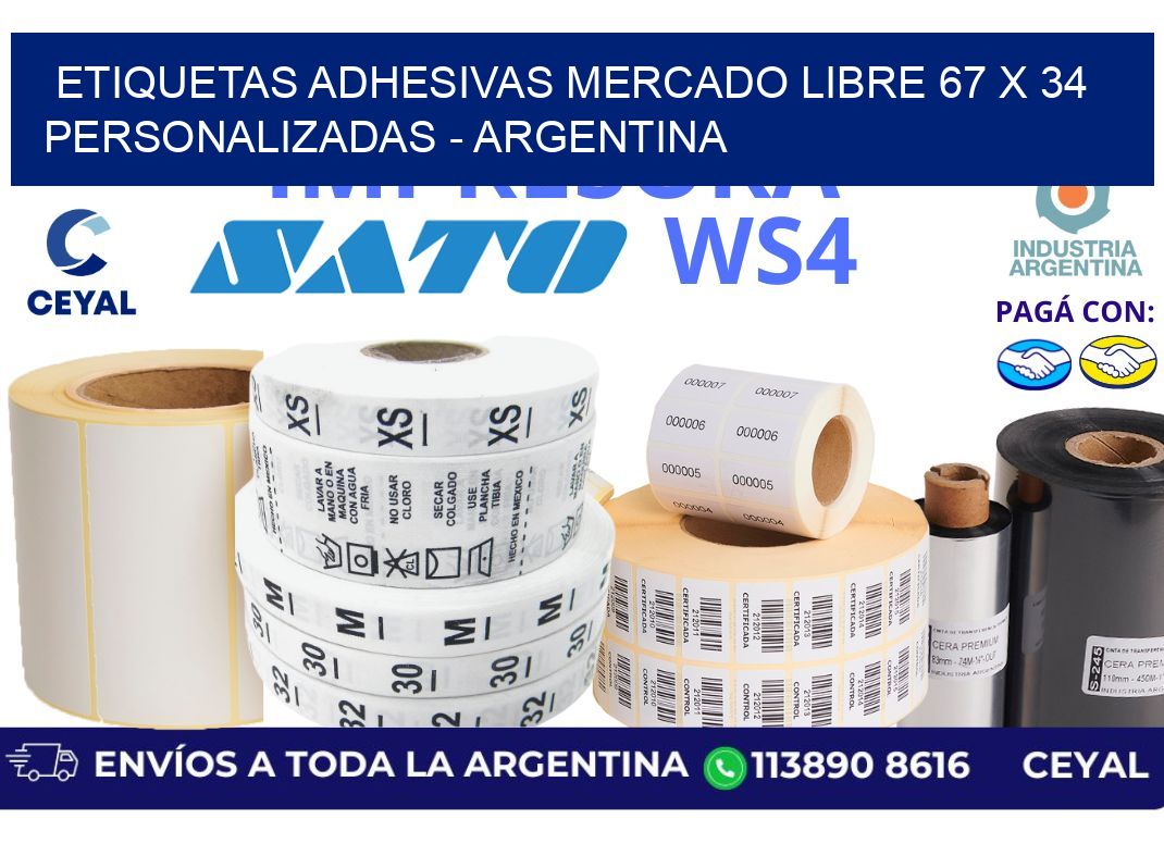 etiquetas adhesivas mercado libre 67 x 34 personalizadas - Argentina
