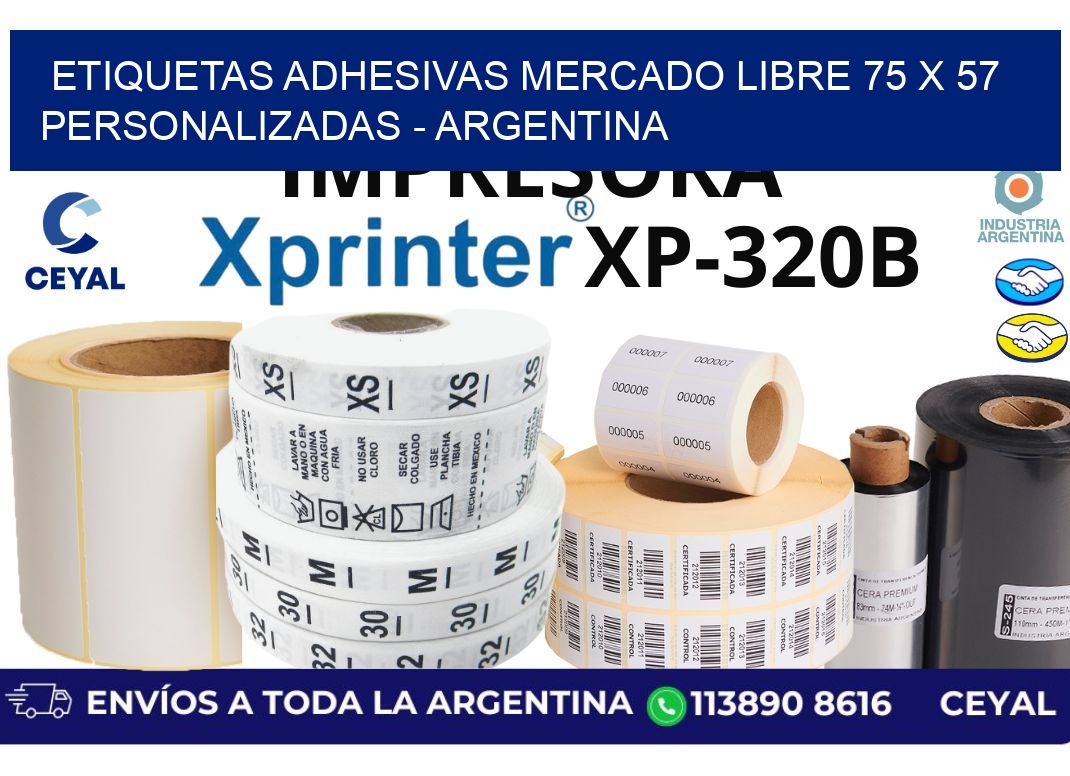 etiquetas adhesivas mercado libre 75 x 57 personalizadas - Argentina