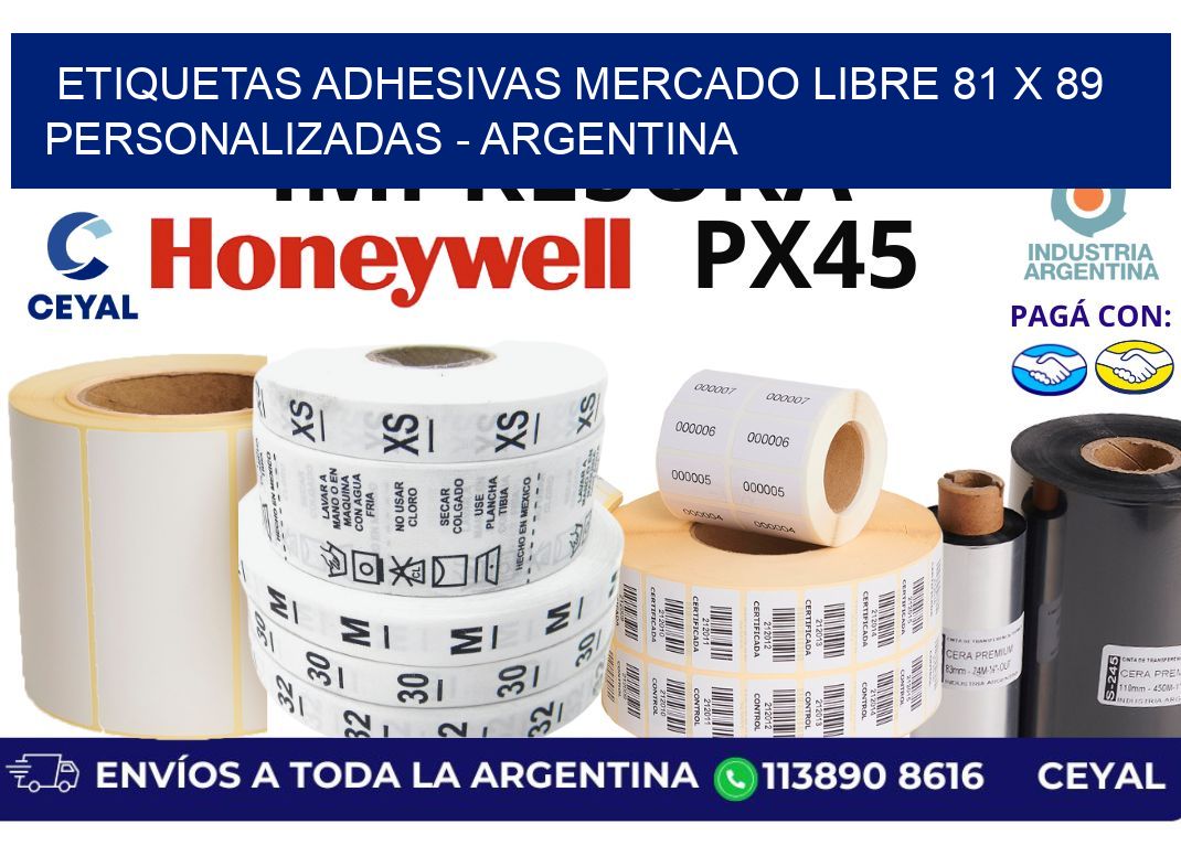 etiquetas adhesivas mercado libre 81 x 89 personalizadas - Argentina