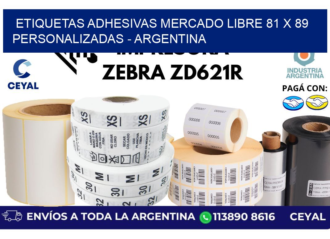 etiquetas adhesivas mercado libre 81 x 89 personalizadas – Argentina