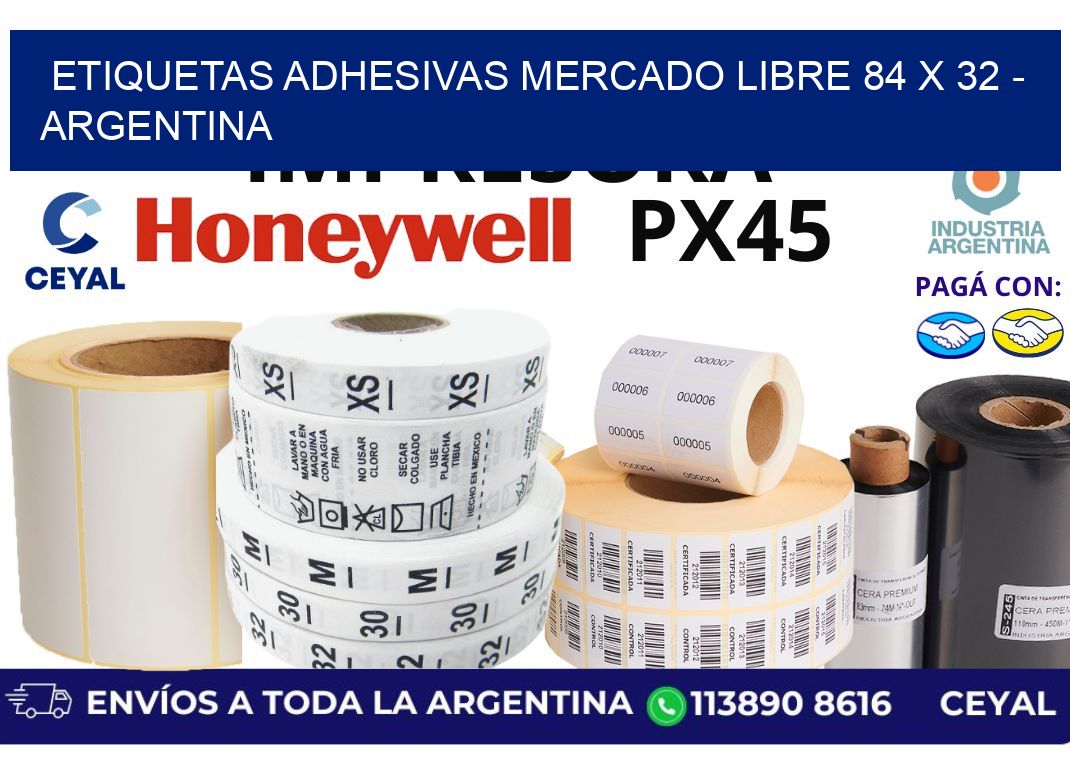 etiquetas adhesivas mercado libre 84 x 32 - Argentina