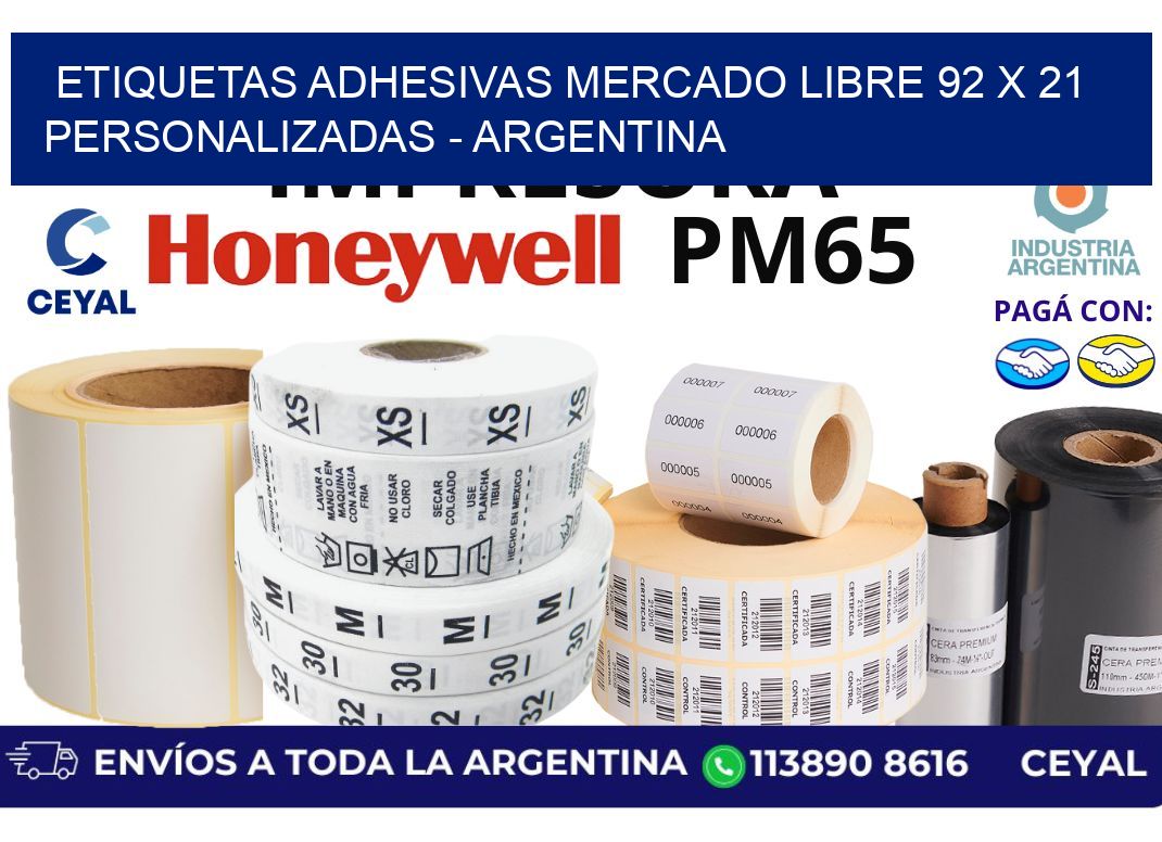 etiquetas adhesivas mercado libre 92 x 21 personalizadas - Argentina