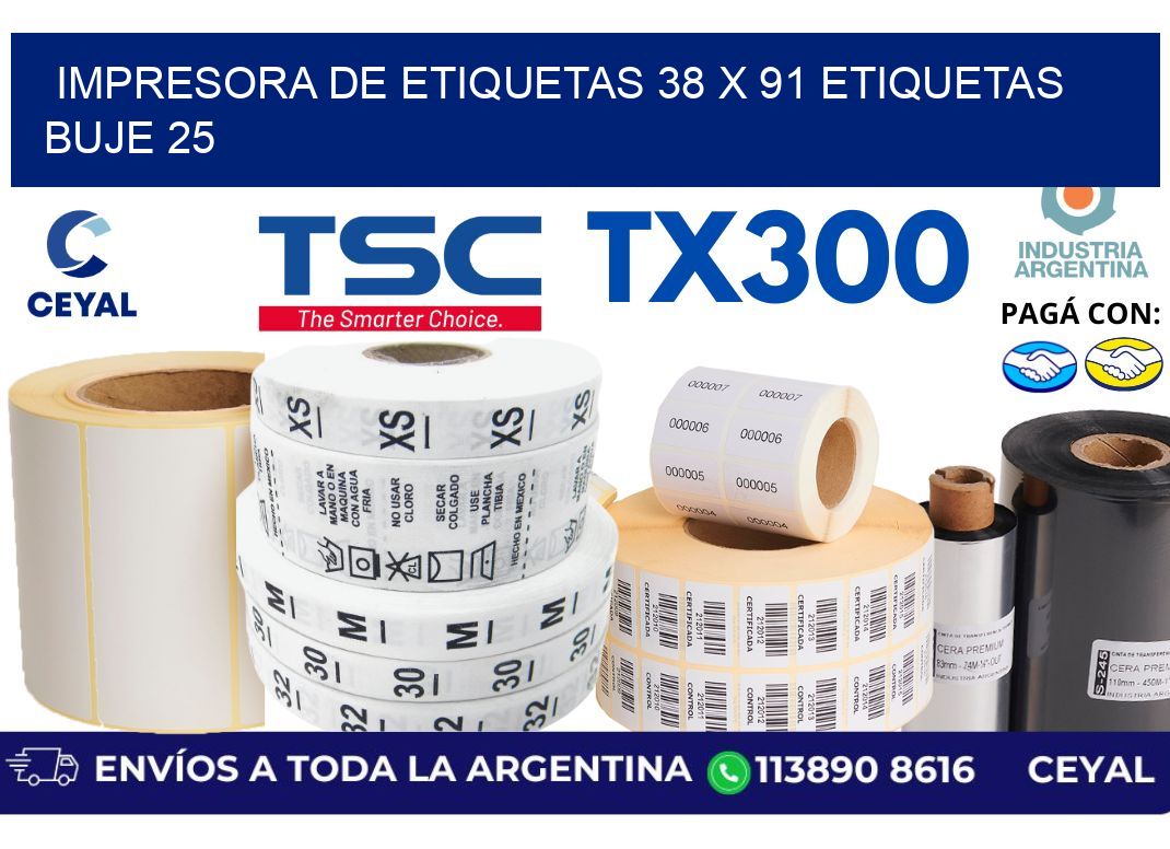 impresora de etiquetas 38 x 91 etiquetas  buje 25
