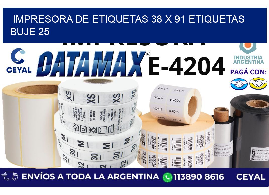 impresora de etiquetas 38 x 91 etiquetas  buje 25