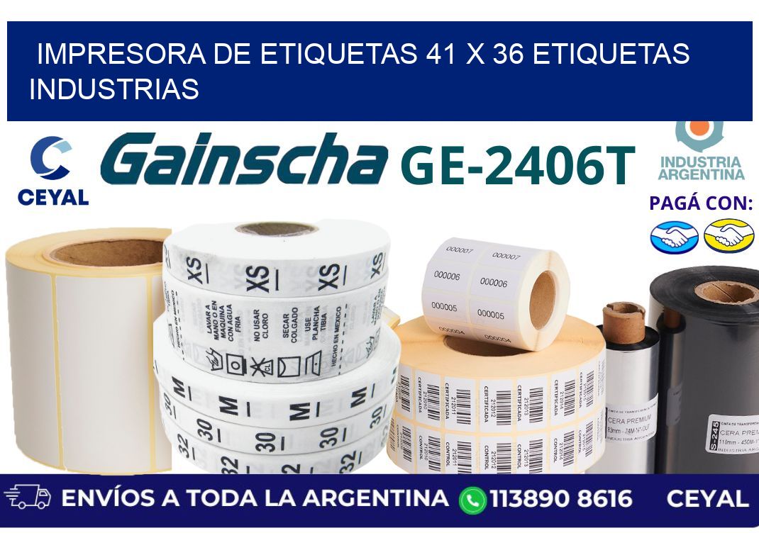impresora de etiquetas 41 x 36 etiquetas industrias