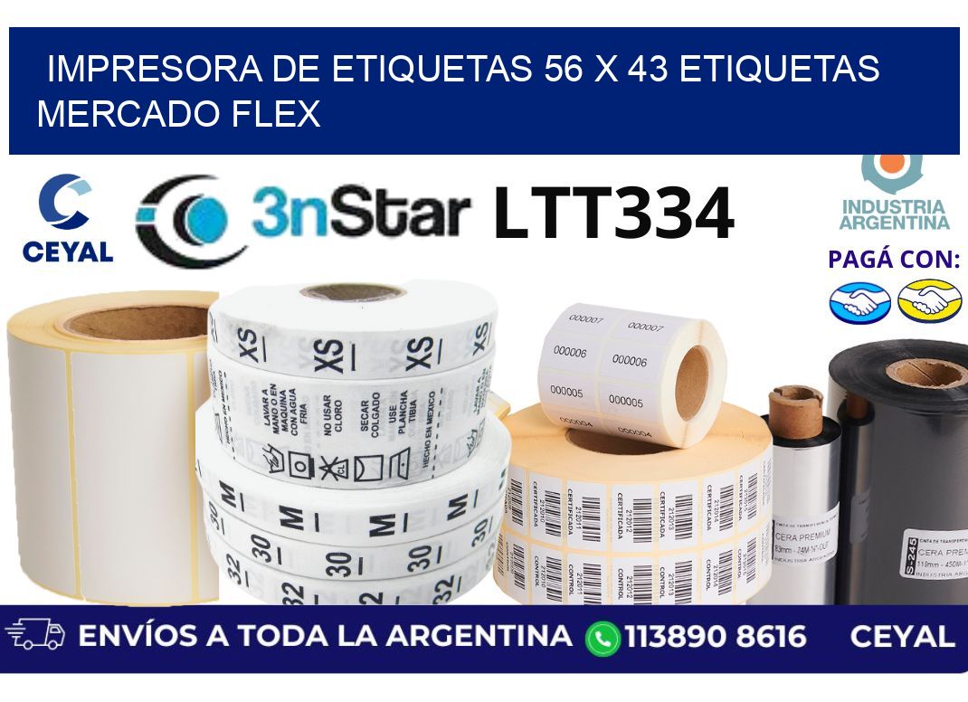 impresora de etiquetas 56 x 43 etiquetas mercado flex