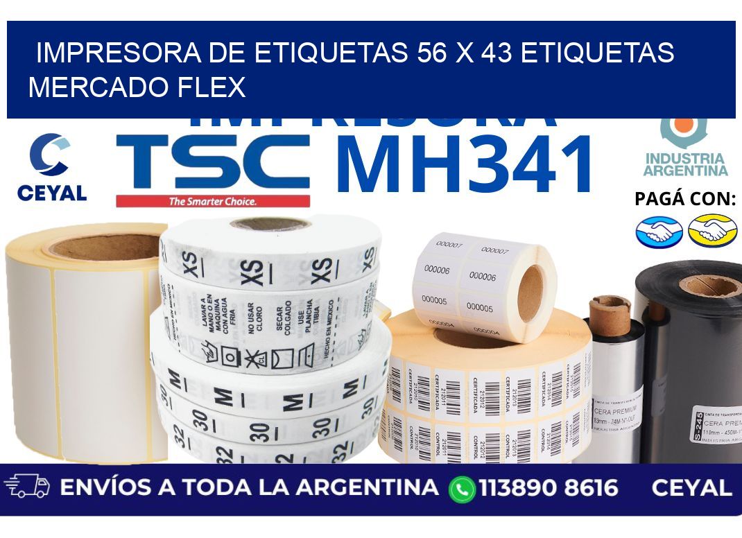 impresora de etiquetas 56 x 43 etiquetas mercado flex
